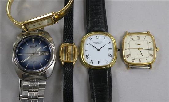 Five assorted wrist watches including Longines.